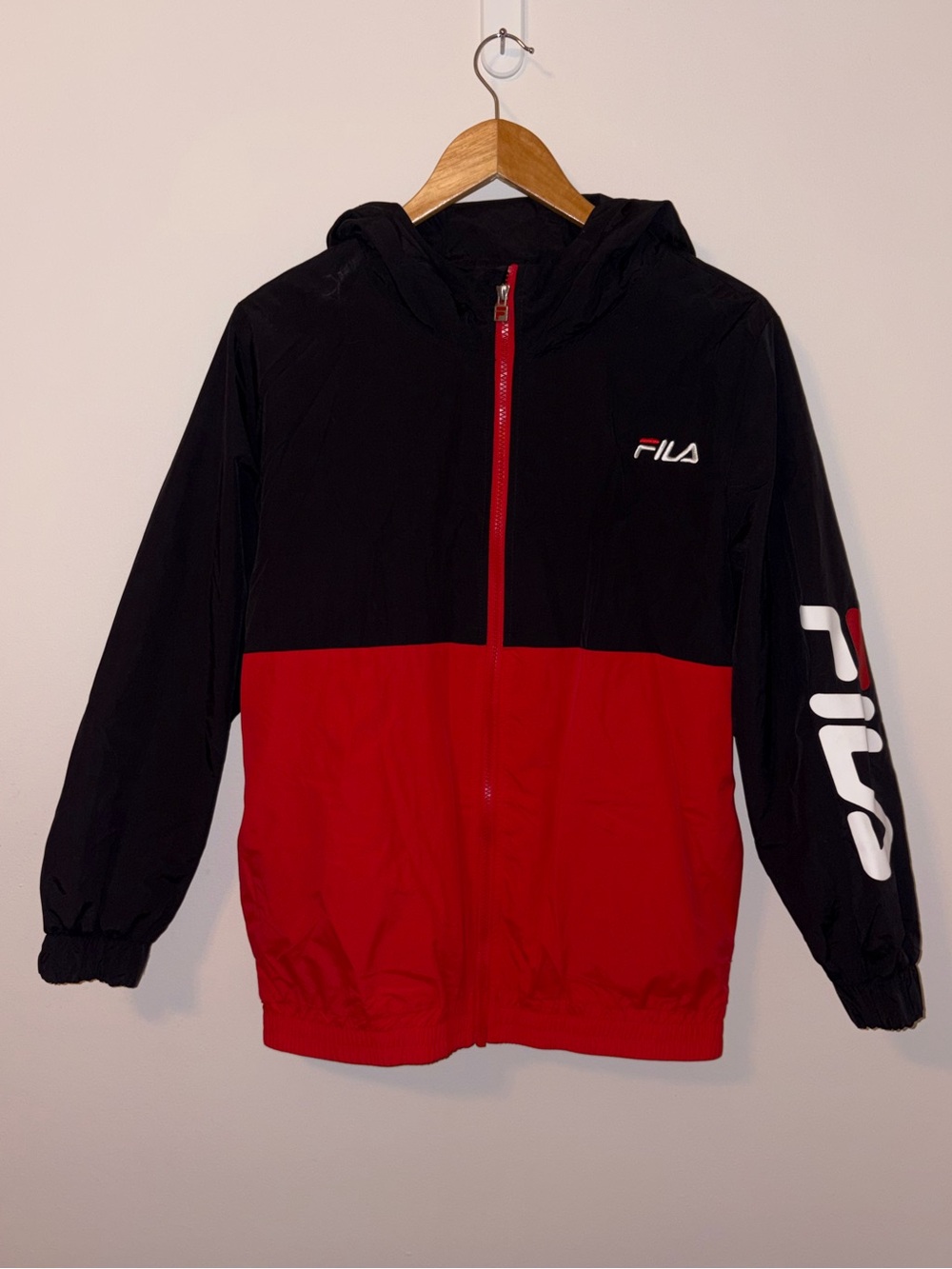 Fila Women’s Black & Red Hooded Zip-Up Jacket